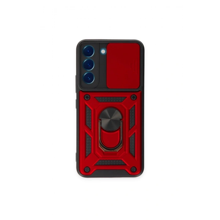 Durukar®  Samsung Galaxy S24 Kılıf Pars Lens Yüzüklü Silikon - Kırmızı