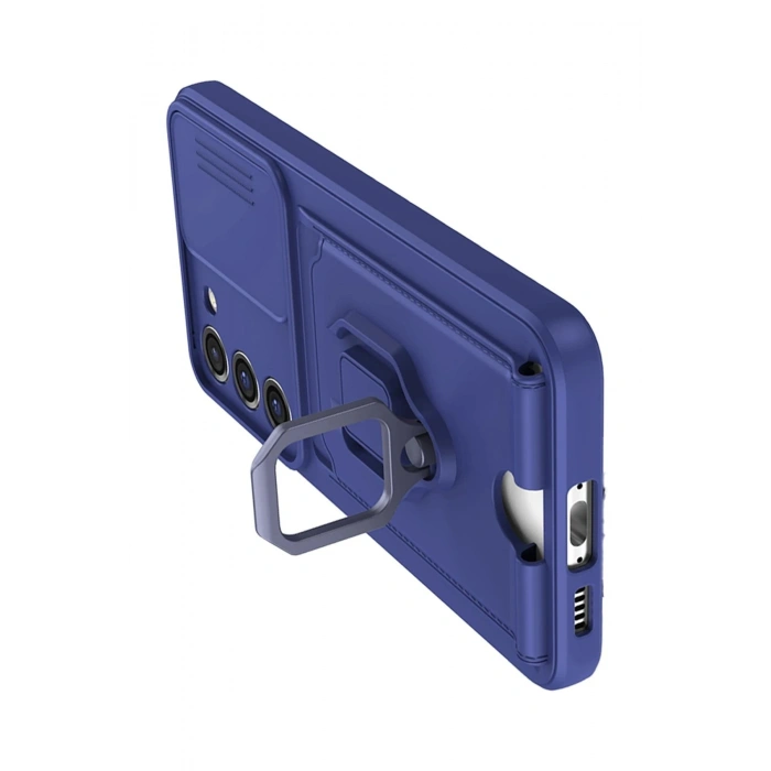 Durukar®  Samsung Galaxy S24 Plus Kılıf Zuma Kartvizitli Yüzüklü Silikon - Lacivert