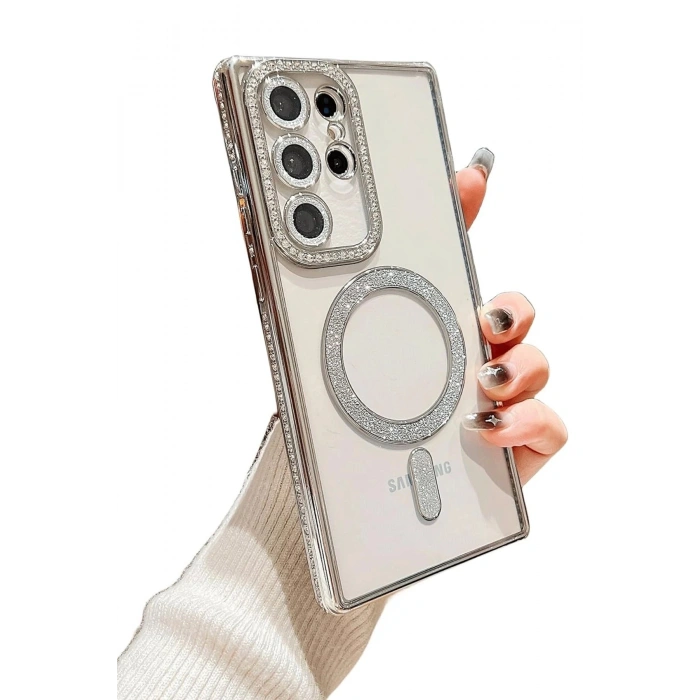 Durukar®  Samsung Galaxy S24 Ultra Kılıf Joke Simli Magneticsafe Kılıf - Siyah