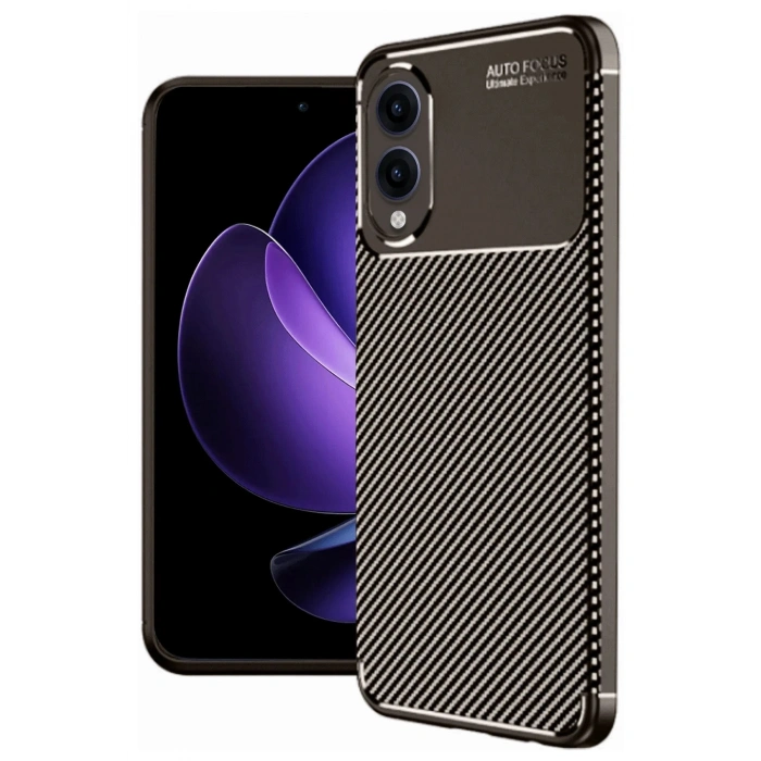Durukar® Samsung Galaxy S25 Edge Case Auto Focus Carbon Cover - Brown
