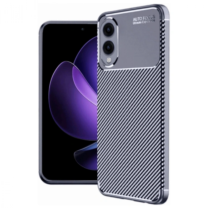 Durukar® Samsung Galaxy S25 Edge Case Auto Focus Carbon Cover - Navy Blue