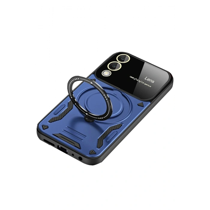 Durukar®  Samsung Galaxy S25 Edge Kılıf Joy Lens Standlı Kapak - Lacivert