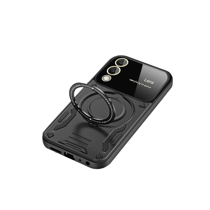Durukar®  Samsung Galaxy S25 Edge Kılıf Joy Lens Standlı Kapak - Siyah