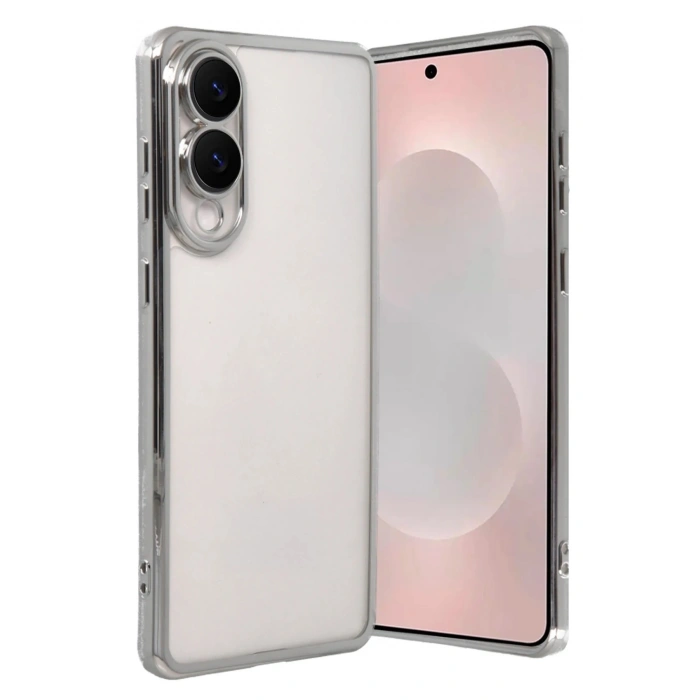 Durukar®  Samsung Galaxy S25 Edge  Lensli Silikon - Gümüş