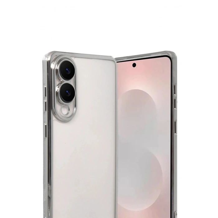 Durukar®  Samsung Galaxy S25 Edge  Lensli Silikon - Gümüş