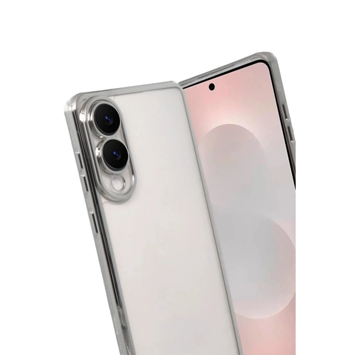 Durukar®  Samsung Galaxy S25 Edge  Lensli Silikon - Gümüş