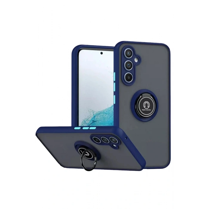 Durukar®  Samsung Galaxy S25 FE Montreal Yüzüklü Silikon Kapak - Lacivert