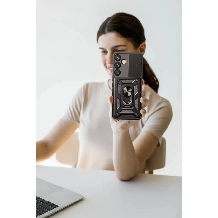Durukar®  Samsung Galaxy S25 FE Pars Lens Yüzüklü Silikon - Lacivert