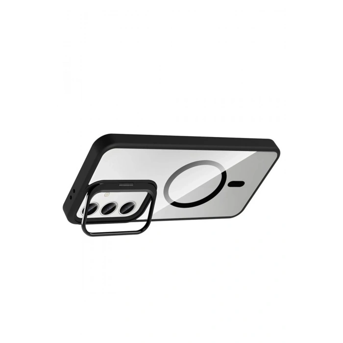 Durukar®  Samsung Galaxy S25 Remim Lensli Magsafe Standlı Kapak - Siyah