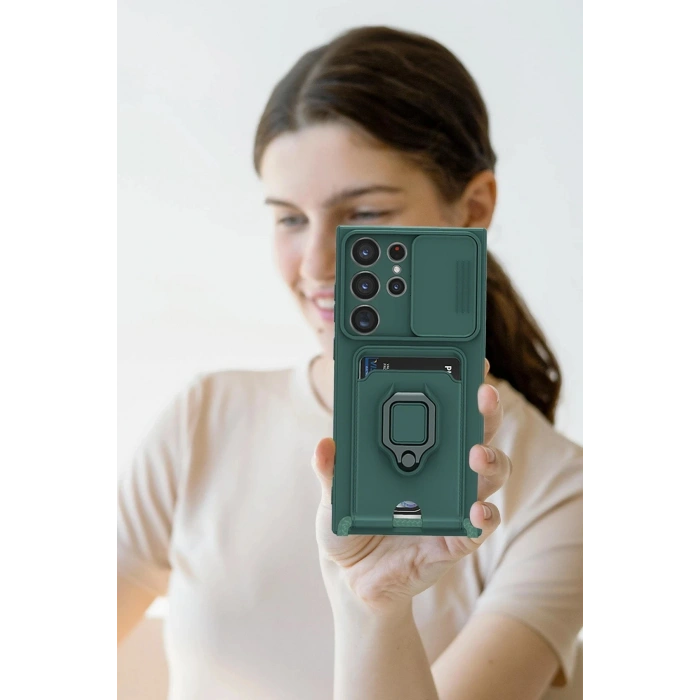 Durukar®  Samsung Galaxy S25 Ultra Kılıf Zuma Kartvizitli Yüzüklü Silikon - Lacivert