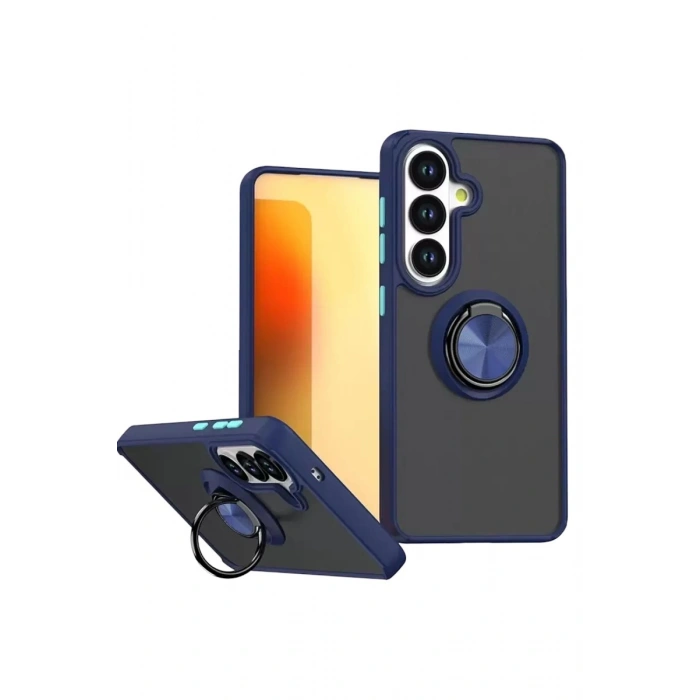 Durukar®  Samsung Galaxy S26 Plus Montreal Yüzüklü Silikon Kapak - Lacivert