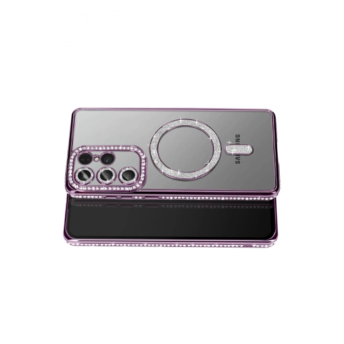Durukar®  Samsung Galaxy S26 Ultra Joke Simli Magneticsafe Kılıf - Derin Mor
