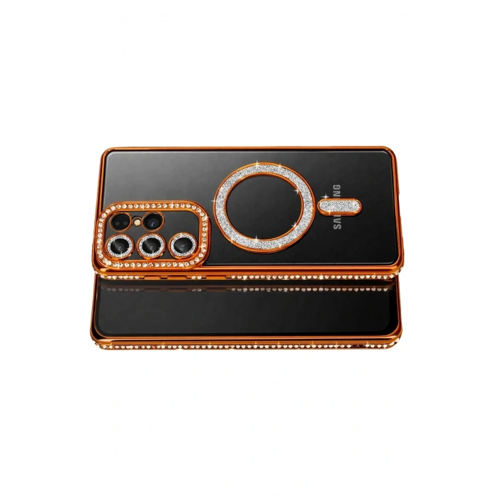 Durukar®  Samsung Galaxy S26 Ultra Joke Simli Magneticsafe Kılıf - Turuncu