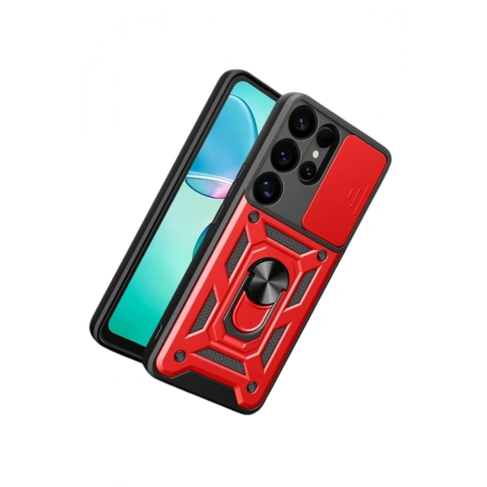 Durukar®  Samsung Galaxy S26 Ultra Pars Lens Yüzüklü Silikon - Kırmızı
