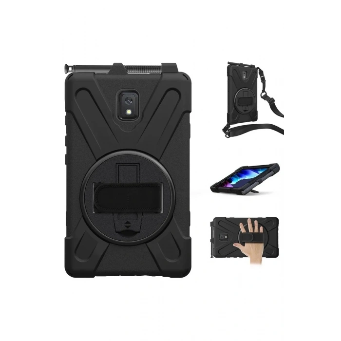 Durukar®  Samsung Galaxy T577 Tab Active 3 Kılıf Amazing Tablet Kapak - Siyah
