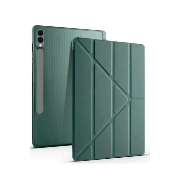 Durukar®  Samsung Galaxy X610 Tab S9 FE Plus 12.4 Kılıf Kalemlikli Mars Tablet Kılıfı - Koyu Yeşil