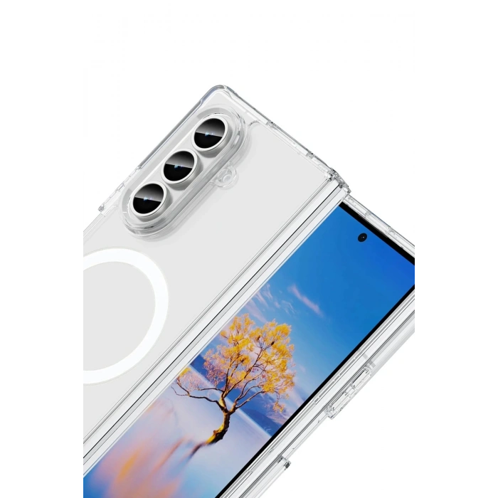 Durukar®  Samsung Galaxy Z Fold 7 Kılıf Magneticsafe Şeffaf Silikon - Şeffaf