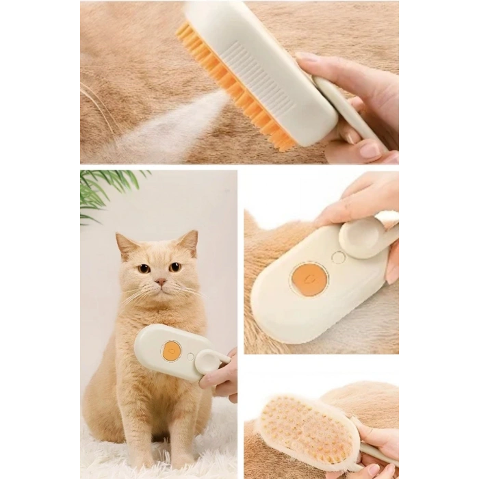 Durukar®  Saplı Su Püskürtmeli Kedi Köpek Fırçası Masaj Etkili Tüy Toplama Tarağı