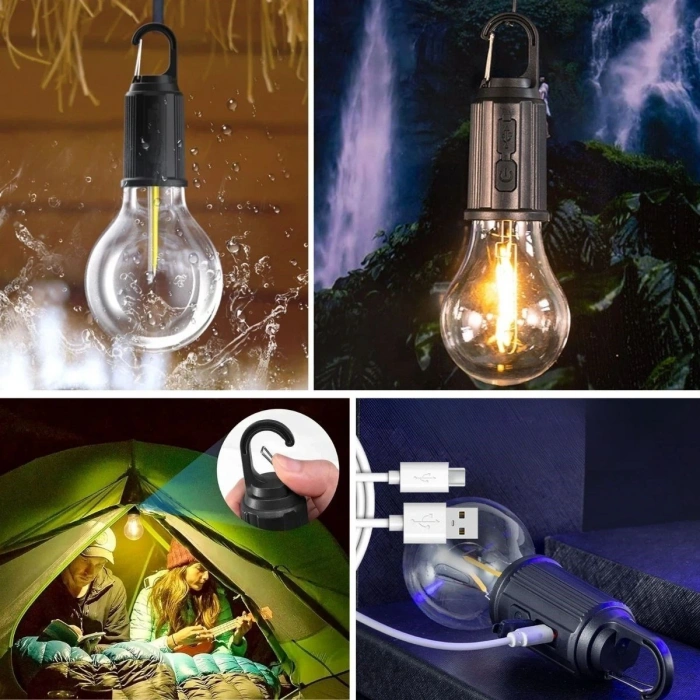 Durukar® Rechargeable LED Lantern with 3 Modes and Self-Hanging Hook for Camping and Outdoor Use