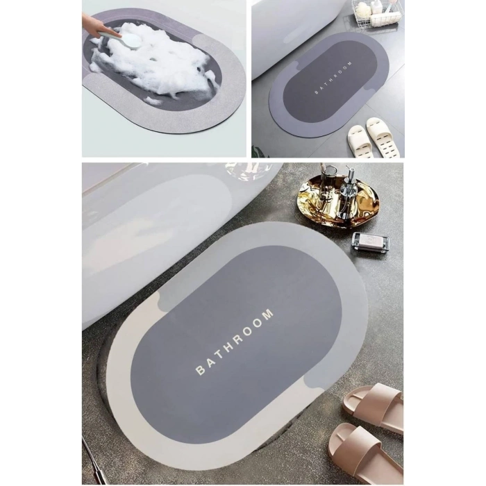 Durukar® Sihirli Süper Su Emici Kaymaz Tabanlı Oval Paspas 40*60 cm