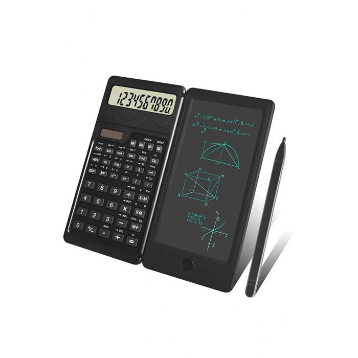 Durukar® Silinebilir LCD Yazı Tabletli,Kalemli Katlanabilir Bilimsel Hesap Makinesi