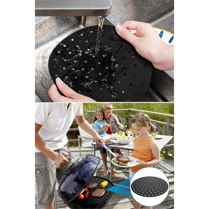 Durukar® Siyah Isıya Dayanıklı Yıkanılabilir Silikon Fırın Ve Airfryer Yuvarlak Model Pişirme Matı 20 Cm