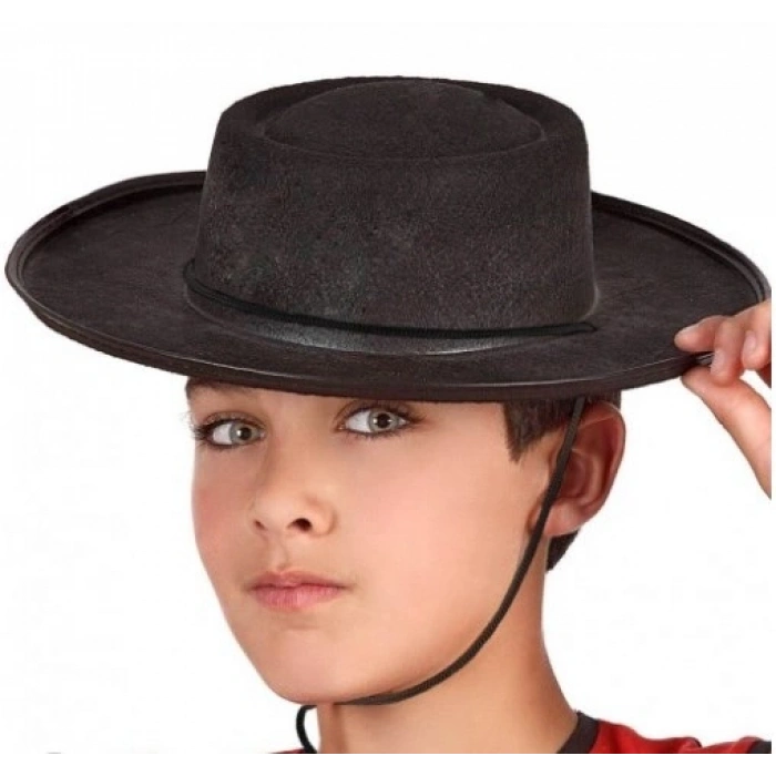 Durukar® Siyah Renk Keçe Flamenko Şapkası Çocuk Boy