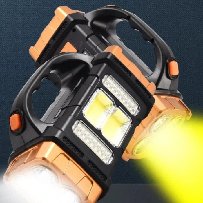 Durukar® Solar ve USB Şarjlı LED + COB El Feneri | 1500 mAh Şarjlı Taşınabilir Çalışma Işığı–Su Geçirmez HB-2678