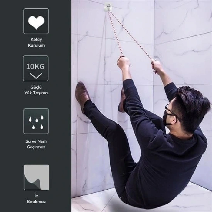 Durukar® Süper Güçlü Yapışkanlı Suya Dayanıklı Şeffaf Askı 5li Set Yeniden Kullanılabilir Kancalar