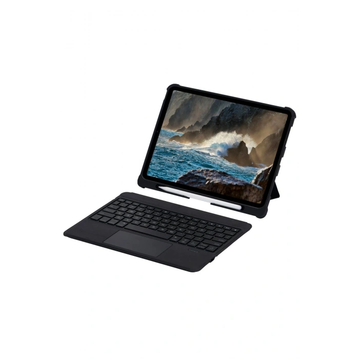 Durukar®  T5209D iPad Pro 12.9 (2021) Kılıf İnter Ledli Klavyeli Tablet Kılıfı - Siyah