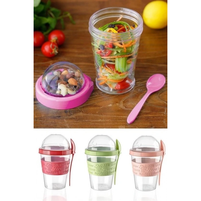 Durukar® Taken Go Lidded Spoon Practical Portable Fruit Yogurt Cup