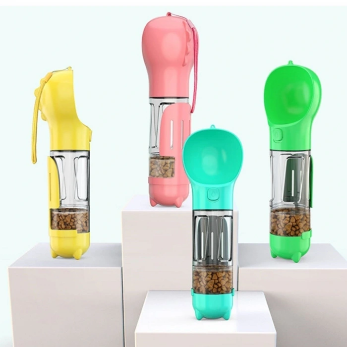 Durukar® Taşınabilir Hazneli Mama Kaplı ,Kaka Poşetli Kedi,Köpek Suluğu-300ml