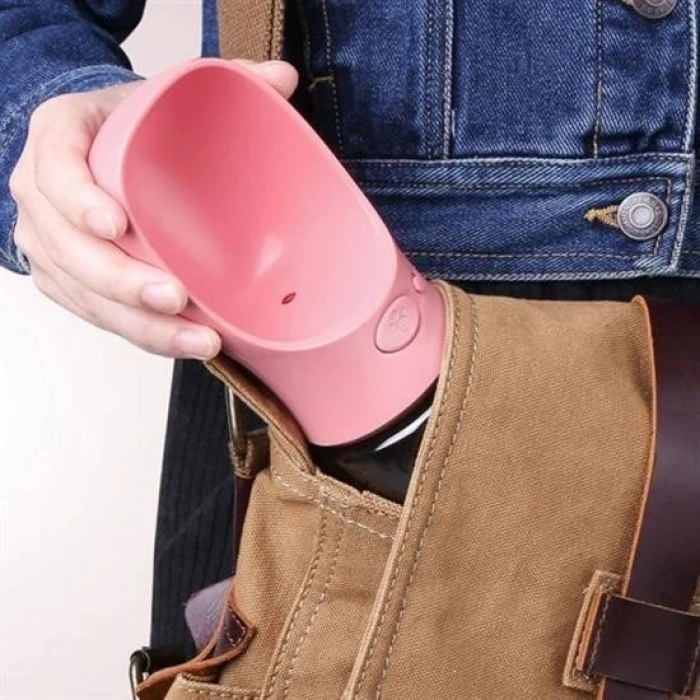 Durukar® Taşınabilir Mama Hazneli Evcil Hayvan Suluğu Seyahat Kabı Kilitlenebilen Su Sızdırmaz 380ML