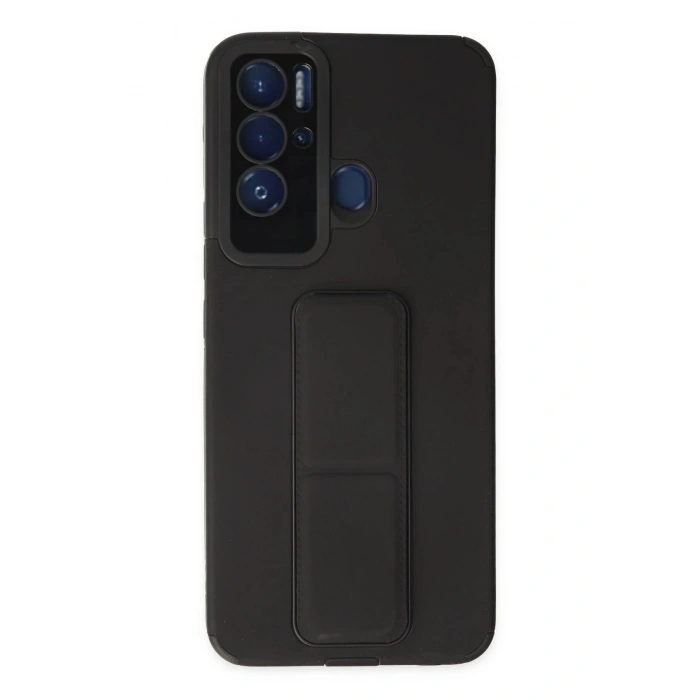 Durukar®  Tecno Pova Neo Kılıf Mega Standlı Silikon - Siyah