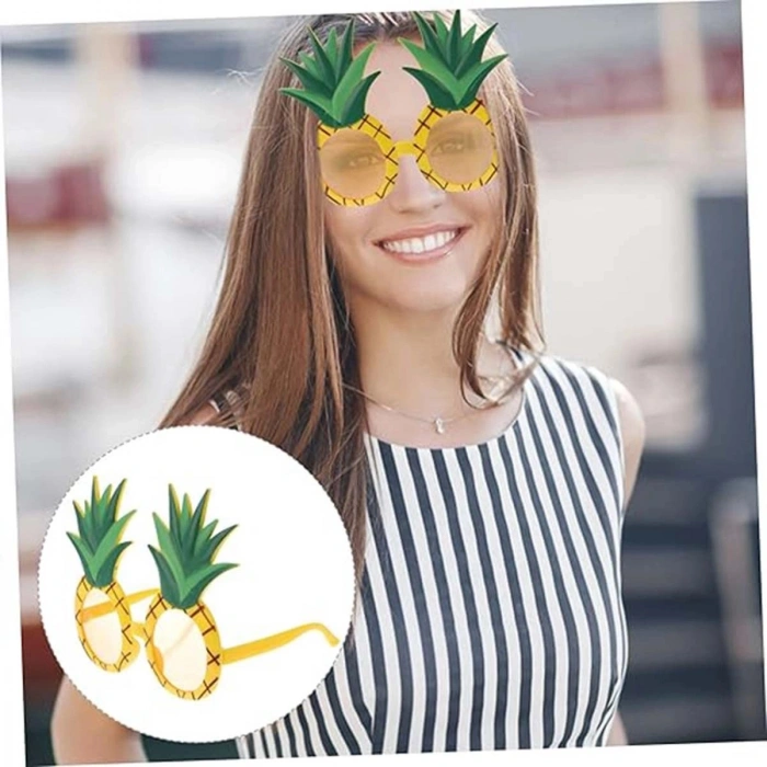 Durukar® Tropikal Hawaii Ananas Şekilli Parti Gözlüğü 9.5 x 14 cm