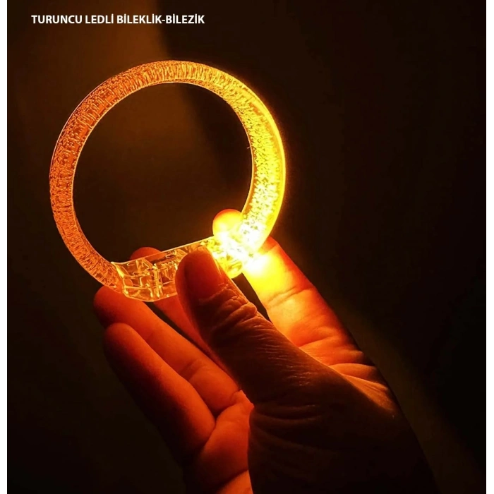 Durukar® Turuncu Led Işıklı Baskı Yapılabilen Pilli Bileklik Bilezik 1,5 cm Genişlik