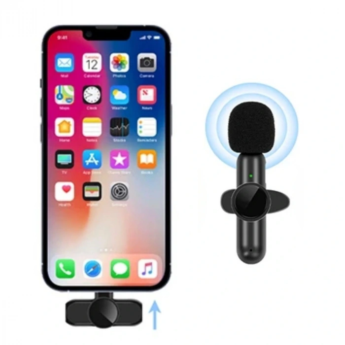 Durukar® Type C Uyumlu İphone Dönüştürücülü Kablosuz Yaka Mikrofonu Android ve İphone Uyumlu Mini Mikrofon