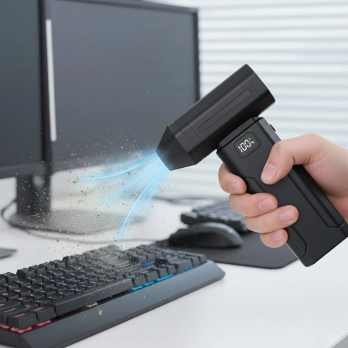 Durukar® USB Şarjlı Güçlü Hava Üflemeli Toz Temizleyici Araç İçi, Klavye, PC ve Elektronik Cihaz Temizlik Cihazı X8 Jetfan