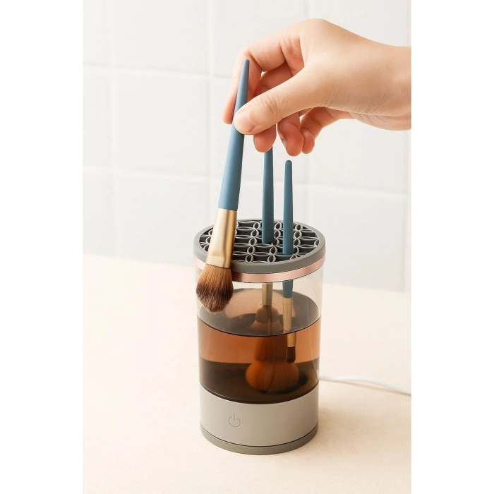 Durukar® USB Şarjlı Makyaj Fırçası Temizleyici Aparat Hızlı Kurutmalı, Çok Yönlü Fırça Temizleyici