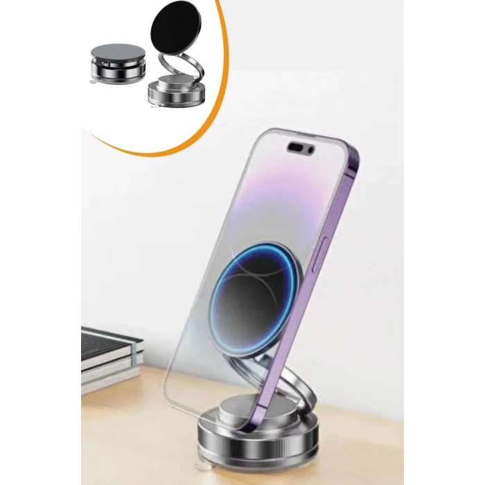 Durukar® Vakumlu Manyetik Telefon Tutucu – Güçlü Vakum 360° Döner Araç İçi Telefon Standı, Ultra Sabit Manyetik Destekli Mobil Cihaz Aparatı