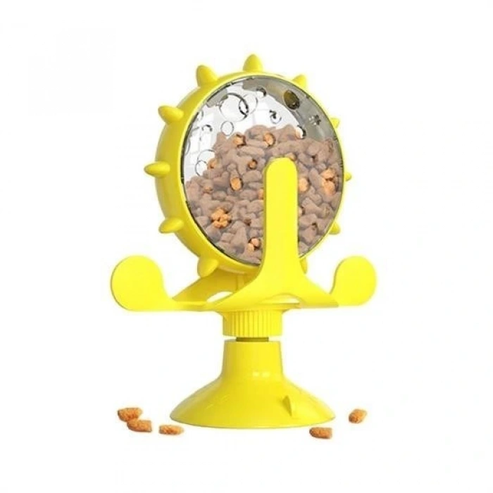 Durukar® Vantuzlu Zilli İnteraktif Dönebilen Mama Kaplı Renkli Eğlenceli Eğitici Kedi Oyuncağı