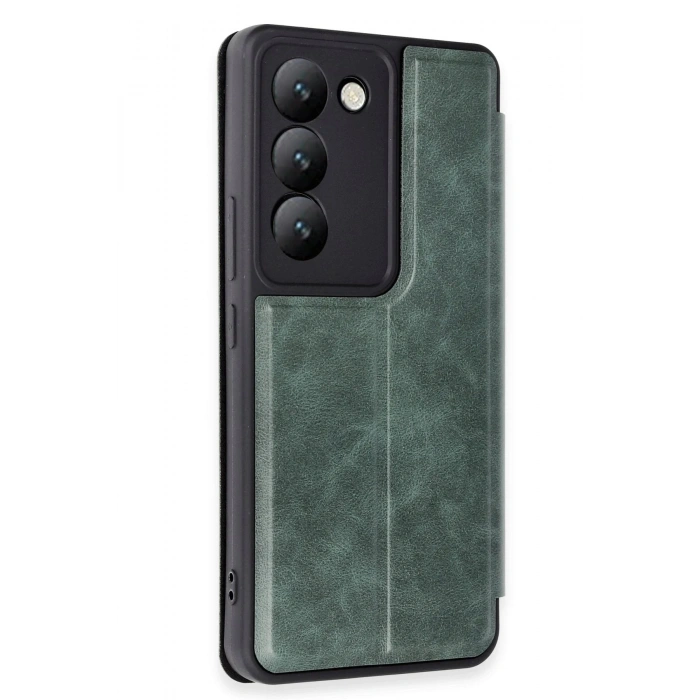 Durukar®  Vivo V30 Lite 4G Kılıf Flip Cover - Koyu Yeşil