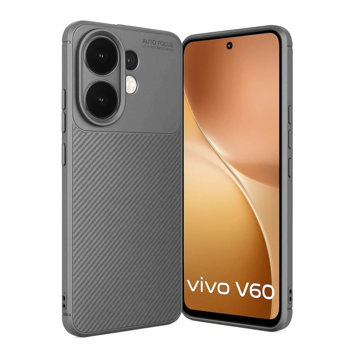 Durukar®  Vivo V60 5G Auto Focus Karbon Kapak - Gri