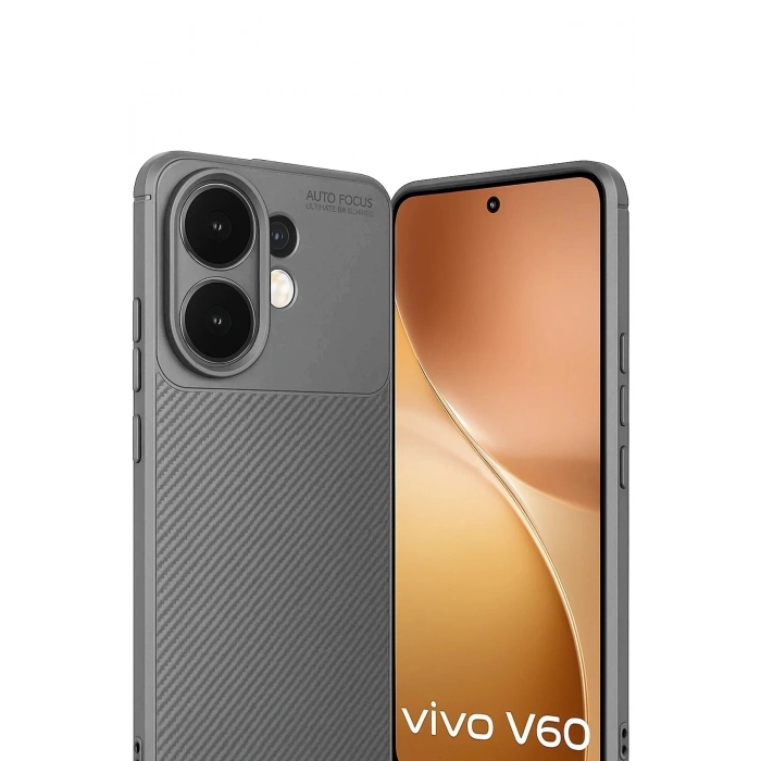 Durukar®  Vivo V60 5G Auto Focus Karbon Kapak - Gri