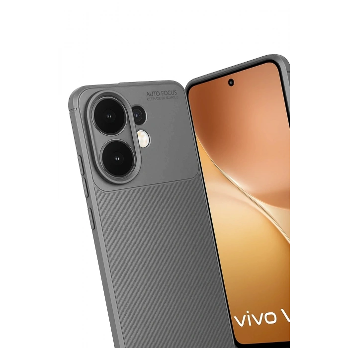 Durukar®  Vivo V60 5G Auto Focus Karbon Kapak - Gri