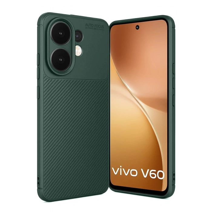 Durukar®  Vivo V60 5G Auto Focus Karbon Kapak - Koyu Yeşil