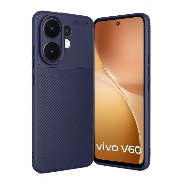 Durukar®  Vivo V60 5G Auto Focus Karbon Kapak - Lacivert