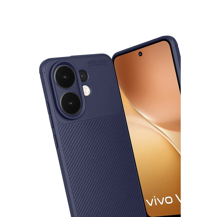 Durukar®  Vivo V60 5G Auto Focus Karbon Kapak - Lacivert
