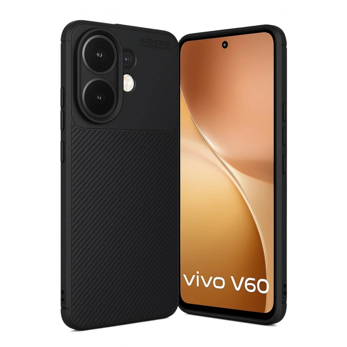 Durukar®  Vivo V60 5G Auto Focus Karbon Kapak - Siyah