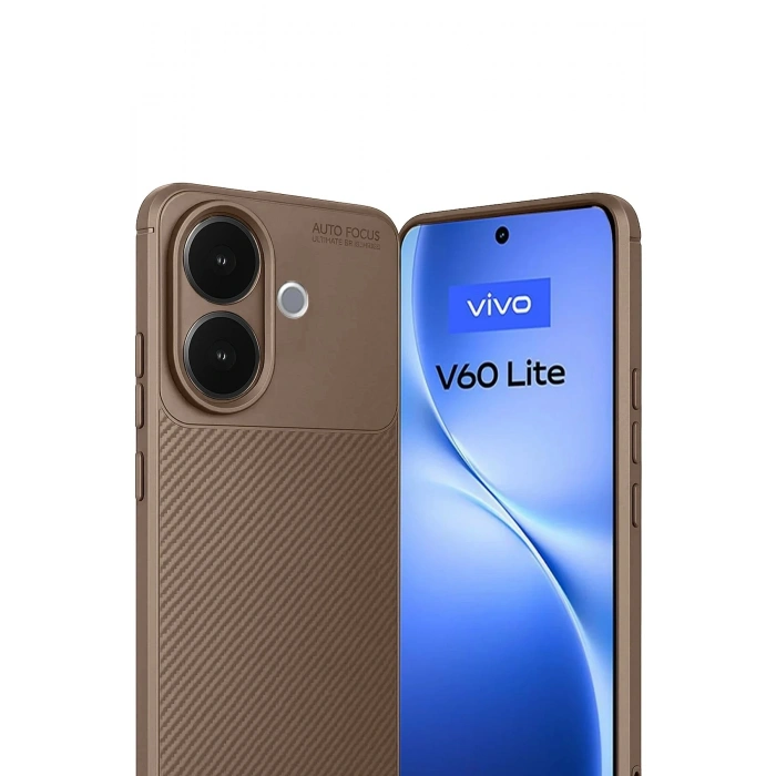 Durukar®  Vivo V60 Lite Auto Focus Karbon Kapak - Kahverengi